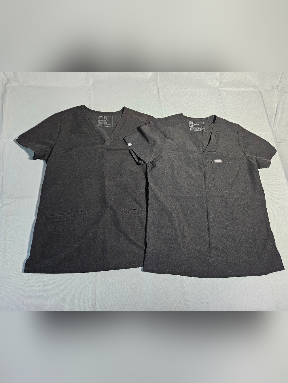 Figs One-Pocket/ Double Pocket Scrub Top Size S Black Stretch Lot Of 2
